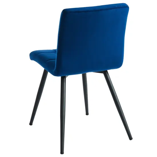 Contemporary Home Living Set of 2 Blue and Black Contemporary Side Chairs with Square Tufting 32" {5}
