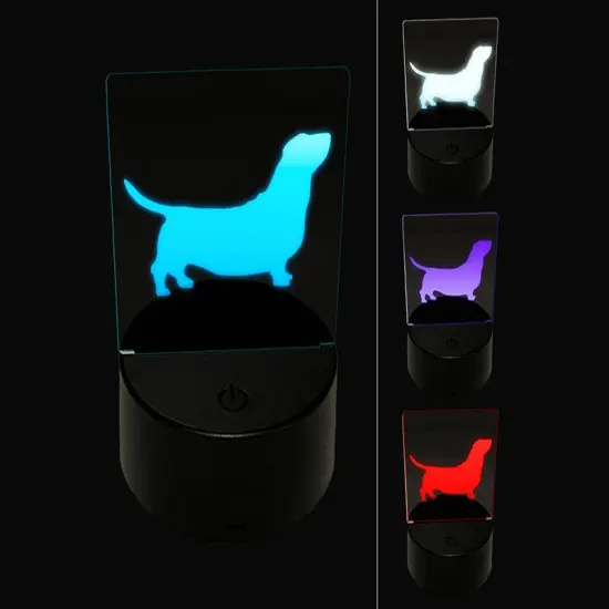 Basset Hound Dog Solid 3D Illusion LED Night Light Sign Nightstand Desk Lamp {1}