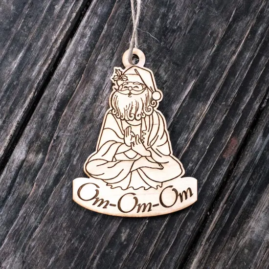 Ornament - Om Om Om - Raw Wood 4x3in {3}