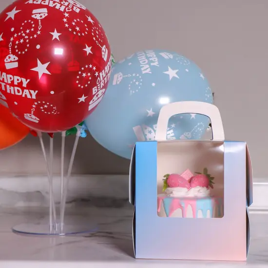 Spec101 Pink to Blue Cake Boxes with Windows - 6.5x6.5in Disposable Cookie Boxes {6}