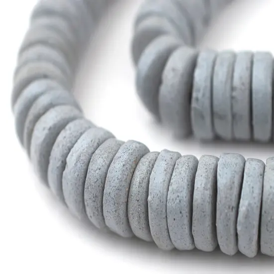 The Bead Chest Grey Ashanti Glass Disk Beads (18mm) {1}