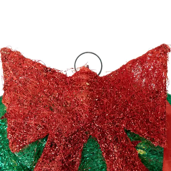 Northlight 18" Lighted Sisal Wreath with Stars and Bow Christmas Outdoor Decoration Red {6}