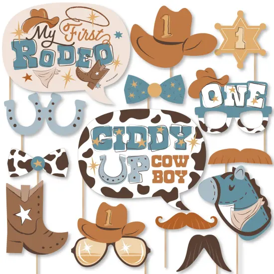 Big Dot of Happiness My First Rodeo - Little Cowboy 1st Birthday Party Photo Booth Props Kit - 20 Count {1}