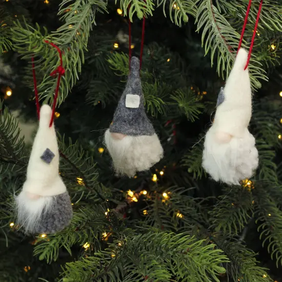 Northlight Christmas Gnomes Heads - 3.75" - Gray and Cream - Set of 3 {6}