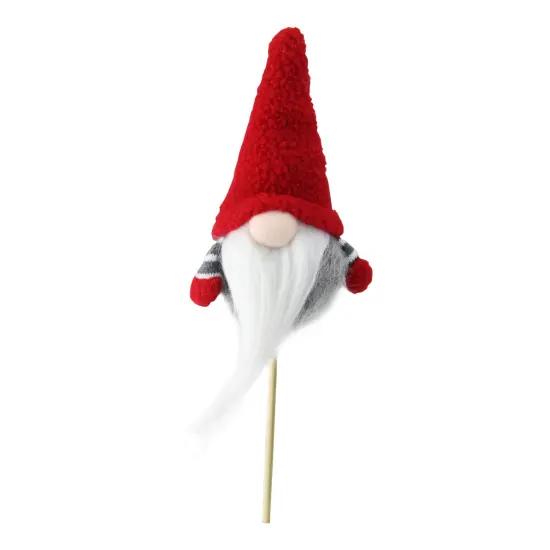 Northlight Santa Gnome with Hat Christmas Pick - 11.5" - Gray and Red {1}