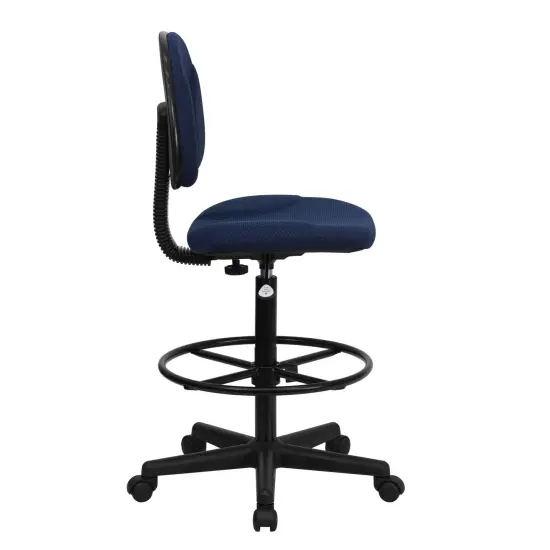 Emma and Oliver Two Cylinder Drafting Chair (Cylinders: 22.5"-27"H or 26"-30.5"H) Navy Blue Patterned {5}