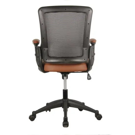 Techni Office Solutions 34" Black, Brown, and Metallic Gray Mid-Back Mesh Task Office Chair {4}