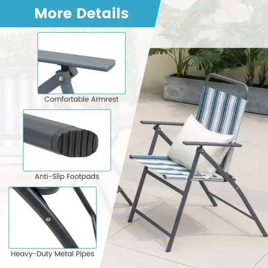 Costway 3pcs Patio Folding Dining Table Chair Set Heavy-Duty Metal Portable Outdoor {5}