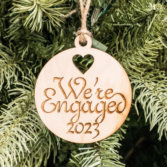Ornament - We're Engaged 2023 - Raw Wood 3x3in {1}