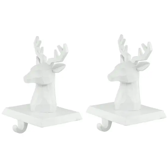 Northlight Set of 2 White Reindeer Head Christmas Stocking Holders 5.75" {5}