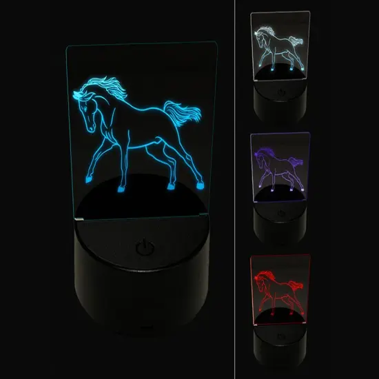 Wild Arabian Horse 3D Illusion LED Night Light Sign Nightstand Desk Lamp {1}