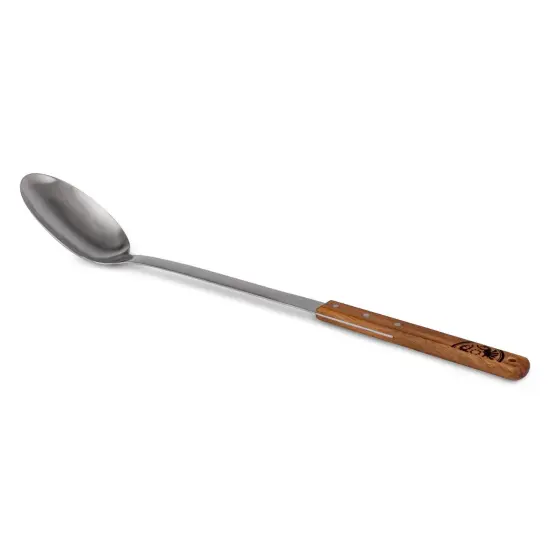 Petromax Kitchen or Campfire Serving Spoon, Durable Stainless Steel with Long Wooden Handle {1}