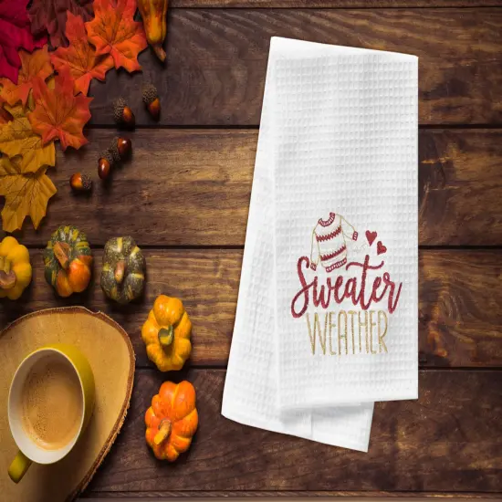 Fall "Sweater Weather" 100% Cotton Flour Sack Kitchen Dishtowel {3}