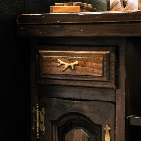 Bronze Finish Cast Iron Small Deer Antler Cabinet Handle Drawer Pull Set of 12 {6}