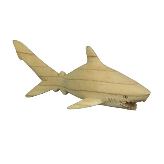 8" Hand Carved Great White Shark Wooden Sculpture &ndash; Nautical Ocean Decor {3}