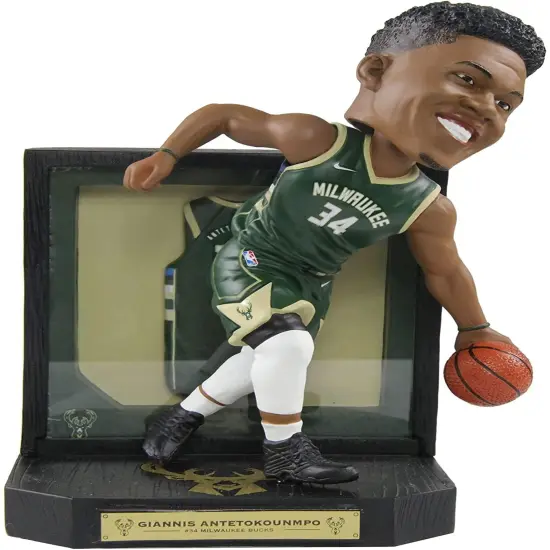Milwaukee Bucks Antetokounmpo #34 Framed Showcase NBA Bobblehead {1}