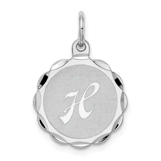 Sterling Silver Brocaded Lower Case Initial H Charm Jewerly 22mm x 16mm {1}