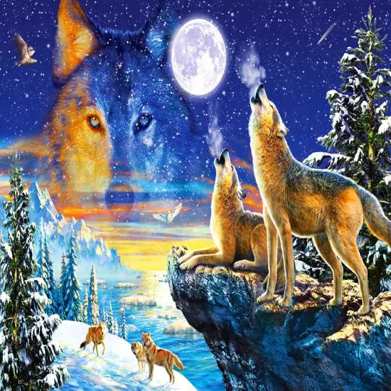1000 Piece Jigsaw Puzzle, Howling Wolves, Adult Puzzle, Castorland C-103317-2 {2}
