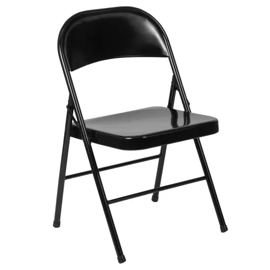 Emma and Oliver 4 Pack Double Braced Commercial Party Events Steel Metal Folding Chair Black {6}