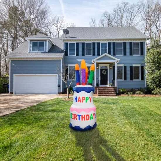 Northlight Lighted Inflatable Happy Birthday Cake Outdoor Decoration - 4' Multi {3}