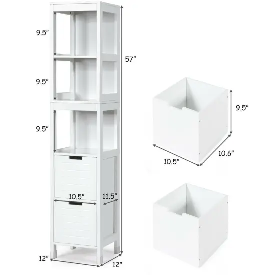 5-Tier MultifunctionalBathroom Floor Cabine Storage with 2 Drawers {5}