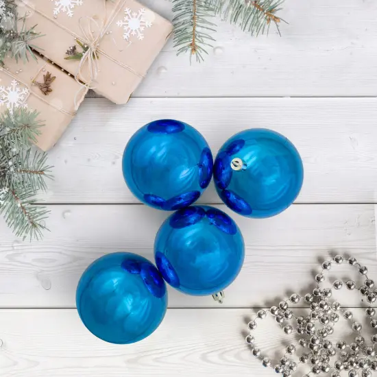 Northlight Shiny Shatterproof Christmas Ball Ornaments - 4" (100mm) - Lavish Blue - 12ct {3}