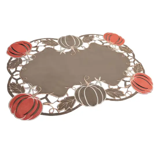 Melrose Set of 6 Brown and Orange Fall Harvest Pumpkins Placemats 18" {1}