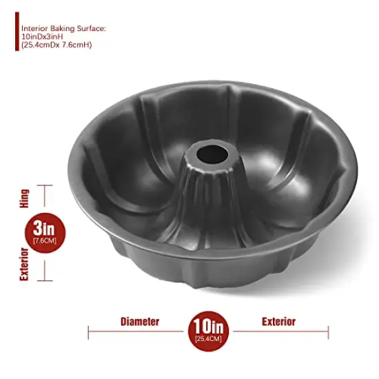 9 inch Non-Stick Cake Pans, 12 Cups Premium Fluted Pans for baking, Heavy Duty Carbon Steel Tube Baking Mold, Gray {1}