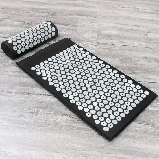 Sorbus Deluxe Acupressure Mat Pillow Combo Set - Relieves Your Stress of Lower Upper Back and Sciatic Pain (Black) {2}