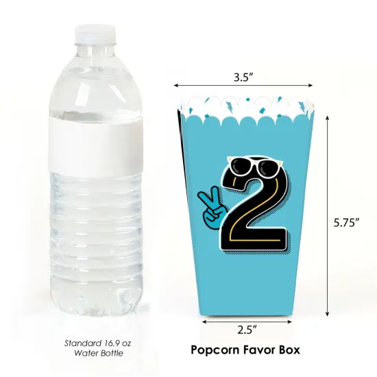 Big Dot of Happiness Two Cool - Boy - Blue 2nd Birthday Party Favor Popcorn Treat Boxes - Set of 12 {4}