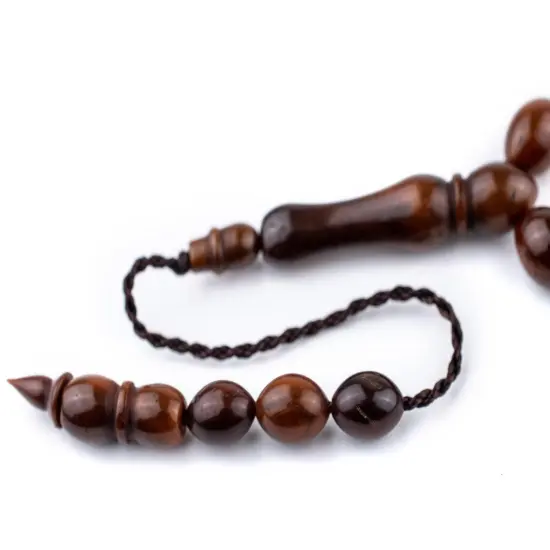 The Bead Chest Dark Brown Oval Wooden Arabian Prayer Beads 7x10mm Middle East 36 Inch Strand {4}