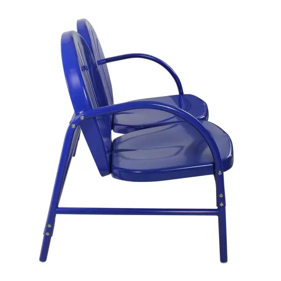 Northlight 47-Inch Outdoor Retro Tulip Steel Loveseat, Blue {5}
