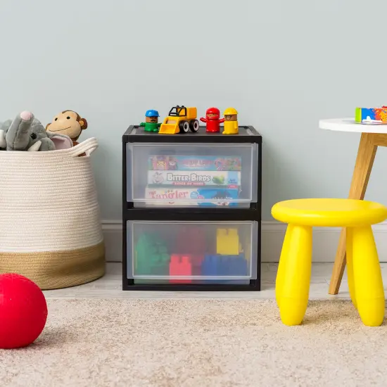 IRIS USA 2 Pack 30qt Plastic Stackable Storage Drawers, Black {3}