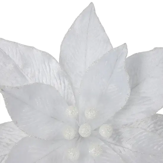 Northlight 24" White Glittered Poinsettia Christmas Stem Spray {5}
