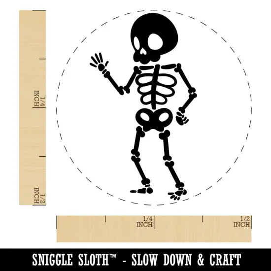 Cute Skeleton Waving Self-Inking Rubber Stamp for Stamping Crafting Planners Black {1}