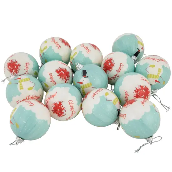 Northlight Snowmen Decoupage Christmas Ball Ornaments - 2.25" (60mm) - 14ct Blue {1}