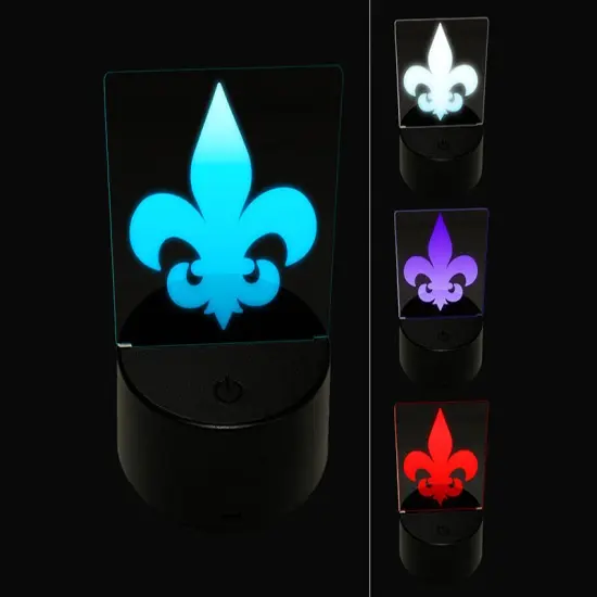 Fleur de Lis Solid 3D Illusion LED Night Light Sign Nightstand Desk Lamp {1}