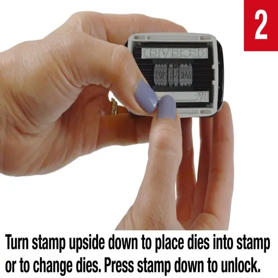 2000 PLUS Self-Inking Message and Date Date Stamp, FAXED, PAID, RECEVIED, ENTERED, 1-3/4" X 7/8" Impression, Self-Inking, Red and Blue Ink {5}