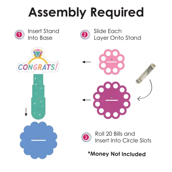 Big Dot of Happiness Just Engaged - Colorful - DIY Engagement Party Money Holder Gift - Cash Cake {6}