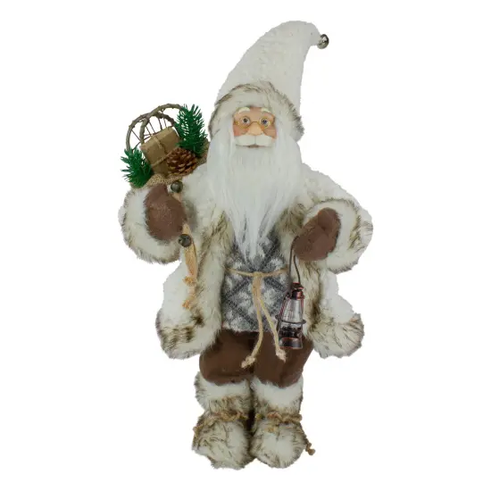 Northlight 12" Snow Lodge Santa Christmas Figure with Lantern White {1}