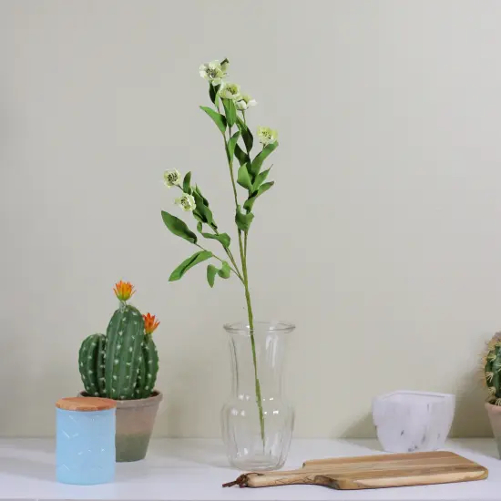 CC Home Furnishings 31" Green Artificial Long Stem Blooming Cream Country Poppy Flower Pick {3}