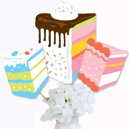 Big Dot of Happiness Cake Time - Happy Birthday Party Centerpiece Sticks - Table Toppers - Set of 15 {4}