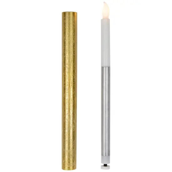 Northlight Set of 4 Textured Gold-tone LED Flameless Flickering Taper Candles 9.5" {6}