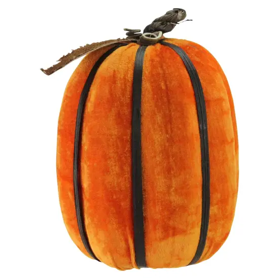 Melrose 12.5" Orange Autumn Fabric Pumpkin with Bamboo Ribs Tabletop Decoration {1}