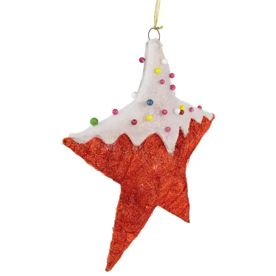 Northlight Lighted Candy Covered Sisal Star Christmas Window Decoration - 18" - Clear Lights Red {5}