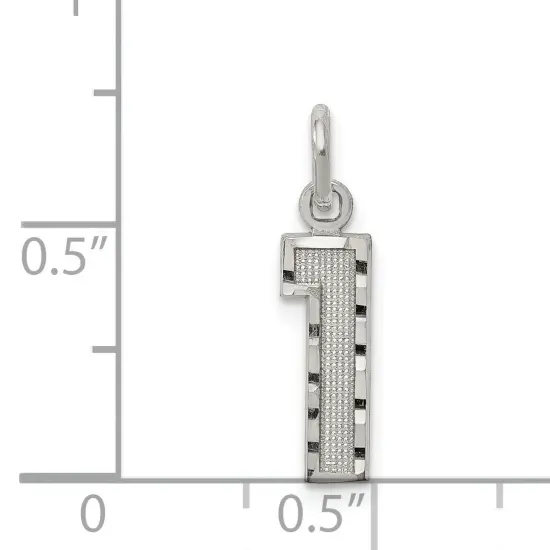 Sterling Silver Small #1 Charm Number Pendant Jewelry 20mm x 7mm {5}