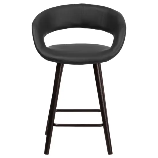 Merrick Lane Plath 24 Inch Cappuccino Ultramodern Bar Counter Stool With Upholstered Seat Black {3}