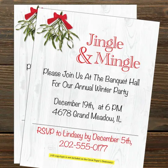 Great Papers! Barnwood Mistletoe Holiday Letterhead, Invitations, and Announcements, Printer Friendly 8.5" x 11", 50PK {3}