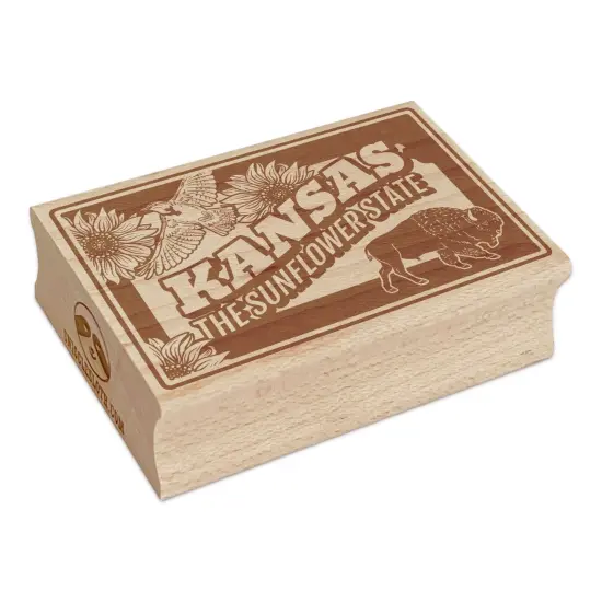 Kansas Sunflower Meadowlark Bison United States Rectangle Rubber Stamp for Stamping Crafting {7}