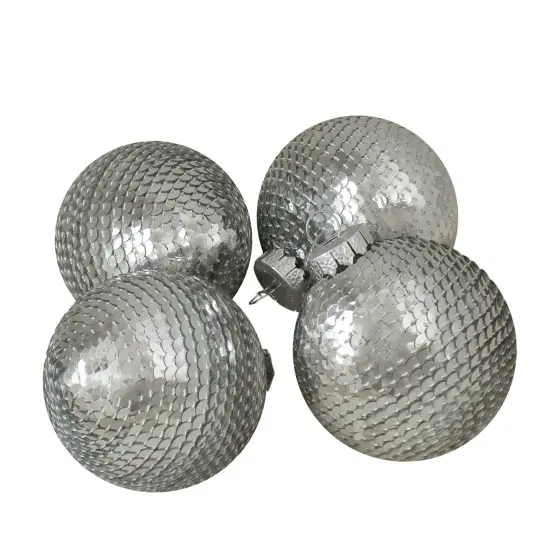 Northlight Sequin Christmas Ball Ornaments - 2.75" (70mm) - Silver - 4ct {1}